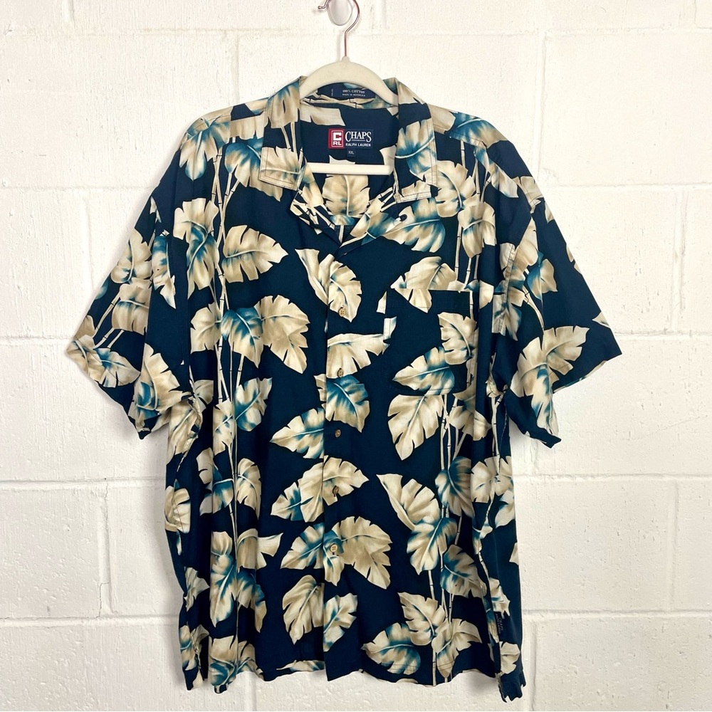 Chaps Ralph Lauren Men's‎ Button Up Shirt Navy Floral Tropical Resort Summer XXL